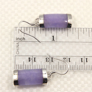 Solid Sterling Silver 925 Fish Hook Lavender Jade Dangle Earrings
