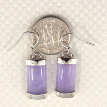 Load image into Gallery viewer, Solid Sterling Silver 925 Fish Hook Lavender Jade Dangle Earrings