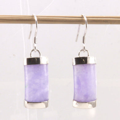 Solid Sterling Silver 925 Fish Hook Lavender Jade Dangle Earrings