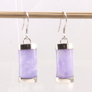 Solid Sterling Silver 925 Fish Hook Lavender Jade Dangle Earrings