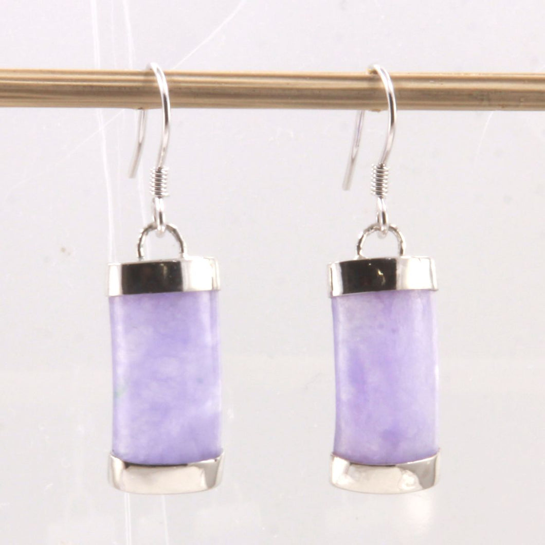Solid Sterling Silver 925 Fish Hook Lavender Jade Dangle Earrings