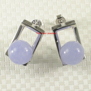 Solid Sterling Silver 925 Lavender Jade Stud Earrings (10mm)
