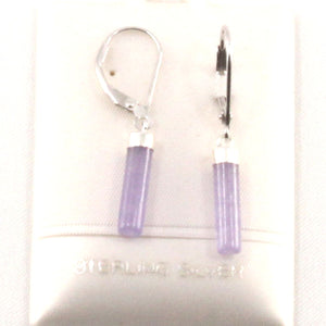 Solid Sterling Silver 925 Lavender Jade Tube Leverback Earrings
