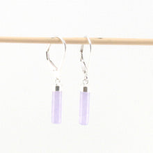 Load image into Gallery viewer, Solid Sterling Silver 925 Lavender Jade Tube Leverback Earrings
