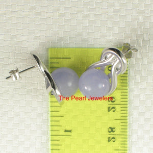 Solid Sterling Silver 925 Love Knot Lavender Jade Stud Earrings