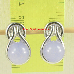 Solid Sterling Silver 925 Love Knot Lavender Jade Stud Earrings