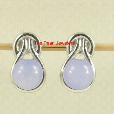 Solid Sterling Silver 925 Love Knot Lavender Jade Stud Earrings