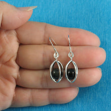 Load image into Gallery viewer, Solid Sterling Silver 925 Lucky Lantern Black Obsidian Hook Earrings