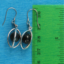 Load image into Gallery viewer, Solid Sterling Silver 925 Lucky Lantern Black Obsidian Hook Earrings