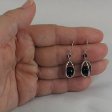 Load image into Gallery viewer, Solid Sterling Silver 925 Lucky Lantern Black Onyx Hook Earrings