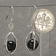 Load image into Gallery viewer, Solid Sterling Silver 925 Lucky Lantern Black Onyx Hook Earrings