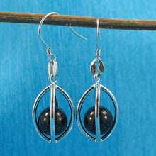 Load image into Gallery viewer, Solid Sterling Silver 925 Lucky Lantern Black Onyx Hook Earrings