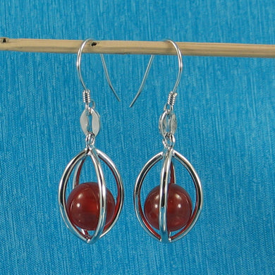 Solid Sterling Silver 925 Lucky Lantern Carnelian Earrings