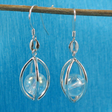 Solid Sterling Silver 925 Lucky Lantern Crystal Hook Earrings