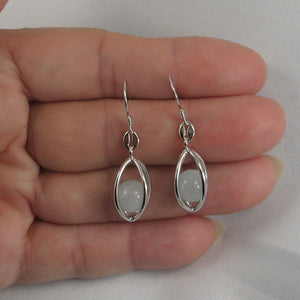 Solid Sterling Silver 925 Lucky Lantern Jade Hook Earrings