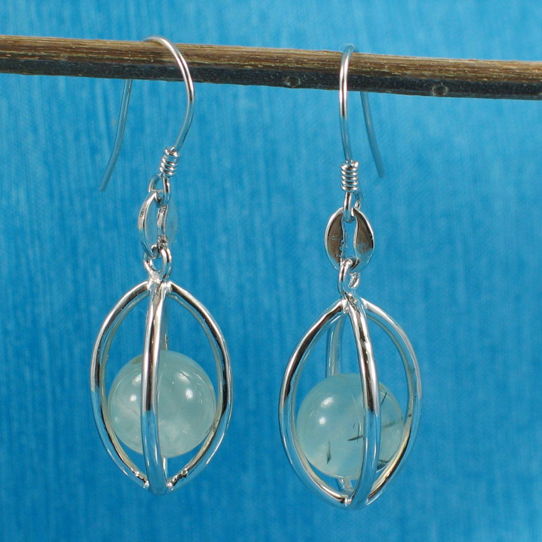 Solid Sterling Silver 925 Lucky Lantern Prehnite Hook Earrings