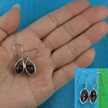 Load image into Gallery viewer, Solid Sterling Silver 925 Lucky Lantern Red Tiger Eye Hook Earrings
