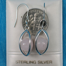 Load image into Gallery viewer, Solid Sterling Silver 925 Lucky Lantern Rose Quartz Hook Earrings