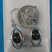Load image into Gallery viewer, Solid Sterling Silver 925 Lucky Lantern Smoky Quartz Hook Earrings