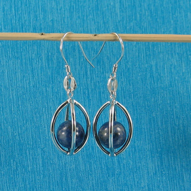 Solid Sterling Silver 925 Lucky Lantern Sodalite Hook Earrings