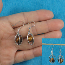 Load image into Gallery viewer, Solid Sterling Silver 925 Lucky Lantern Tiger Eye Hook Earrings
