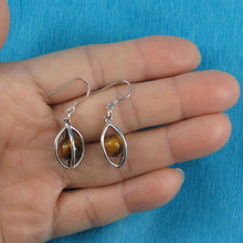 Load image into Gallery viewer, Solid Sterling Silver 925 Lucky Lantern Tiger Eye Hook Earrings