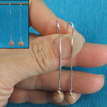 Load image into Gallery viewer, Solid Sterling Silver 925 Box Chain Moonstone Earrings