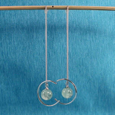 Solid Sterling Silver 925 Prehnite Threader Earrings