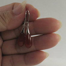 Load image into Gallery viewer, Solid Sterling Silver 925 Raindrop Red Jade Lever Back Earrings