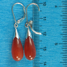 Load image into Gallery viewer, Solid Sterling Silver 925 Raindrop Red Jade Lever Back Earrings