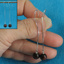 Load image into Gallery viewer, Solid Sterling Silver 925 Box Chain Red Tiger Eye Earrings