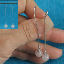 Load image into Gallery viewer, Solid Sterling Silver 925 Box Chain Rose Quartz Earrings