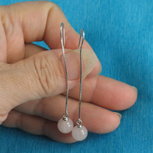 Load image into Gallery viewer, Solid Sterling Silver 925 Box Chain Rose Quartz Earrings