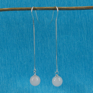 Solid Sterling Silver 925 Box Chain Rose Quartz Earrings