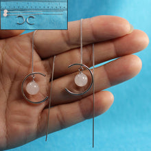 Load image into Gallery viewer, Solid Sterling Silver 925 Rose Quartz Threader Earrings