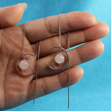 Load image into Gallery viewer, Solid Sterling Silver 925 Rose Quartz Threader Earrings