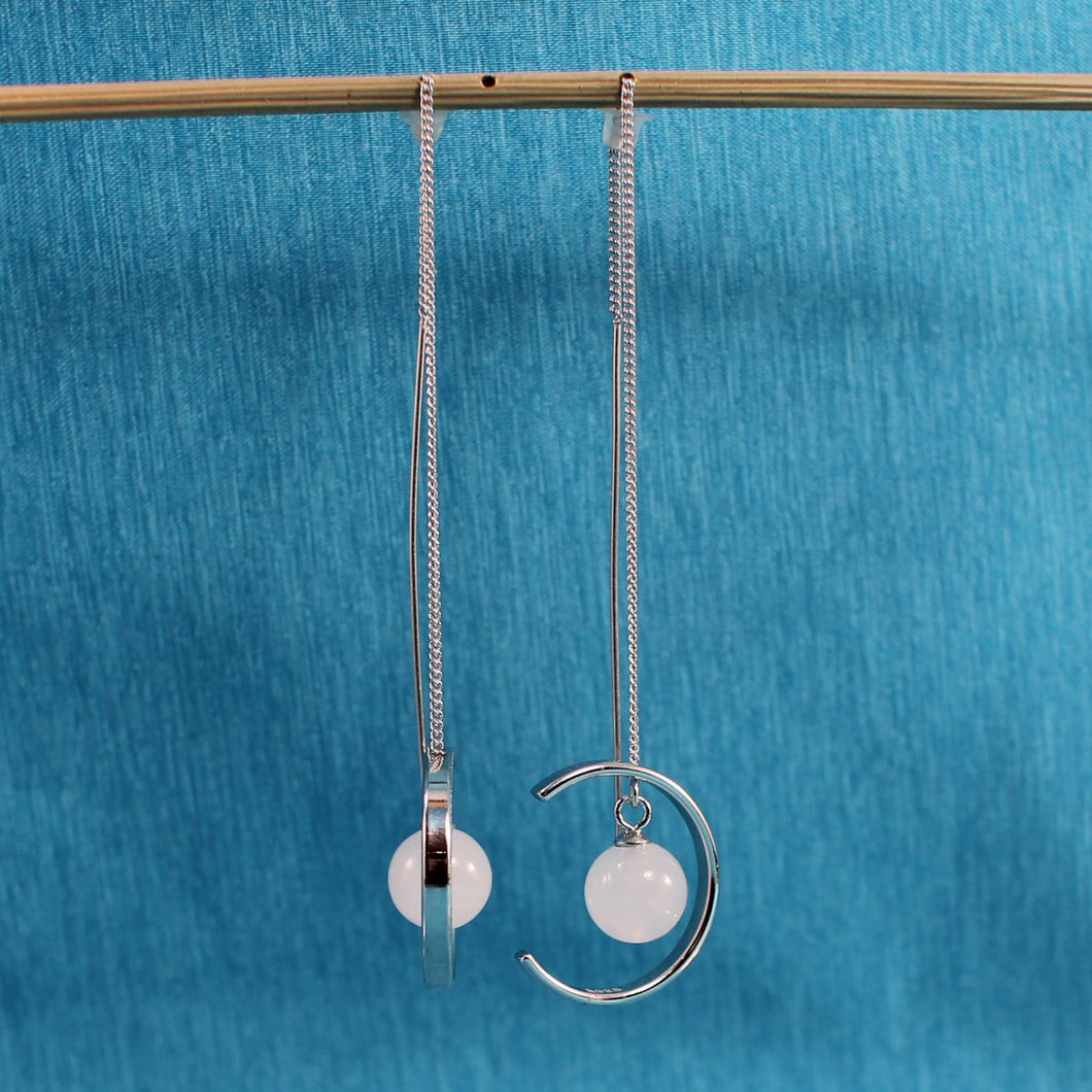 Solid Sterling Silver 925 Rose Quartz Threader Earrings