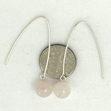 Load image into Gallery viewer, Solid Sterling Silver 925 V-Shaped Wire Rose Quartz Earrings