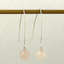 Load image into Gallery viewer, Solid Sterling Silver 925 V-Shaped Wire Rose Quartz Earrings