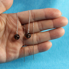 Load image into Gallery viewer, Solid Sterling Silver 925 Smoky Quartz Threader Earrings