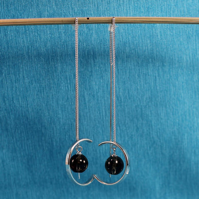 Solid Sterling Silver 925 Smoky Quartz Threader Earrings