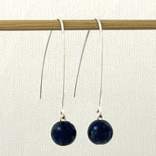 Load image into Gallery viewer, Solid Sterling Silver 925 V-Shaped Wire Sodalite Earrings