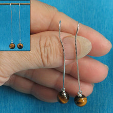 Load image into Gallery viewer, Solid Sterling Silver 925 Box Chain Tiger Eye Earrings