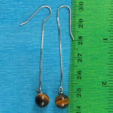 Load image into Gallery viewer, Solid Sterling Silver 925 Box Chain Tiger Eye Earrings