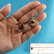 Load image into Gallery viewer, Solid Sterling Silver 925 Tiger Eye Threader Earrings
