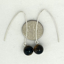 Load image into Gallery viewer, Solid Sterling Silver 925 V-Shaped Wire Tiger Eye Earrings