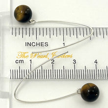 Load image into Gallery viewer, Solid Sterling Silver 925 V-Shaped Wire Tiger Eye Earrings