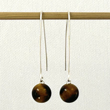 Load image into Gallery viewer, Solid Sterling Silver 925 V-Shaped Wire Tiger Eye Earrings