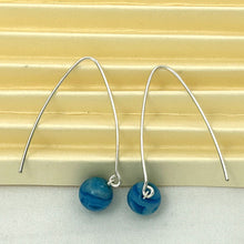 Load image into Gallery viewer, Solid Sterling Silver 925 V-Shaped Wire Agate Earrings (Turquoise Color)
