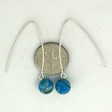 Load image into Gallery viewer, Solid Sterling Silver 925 V-Shaped Wire Agate Earrings (Turquoise Color)